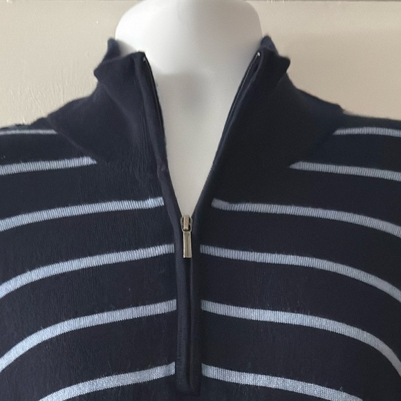 Brooks Brothers 1/4 Zip Men’s, Blue Striped 100% Merino Wool Sweater — Size-XXL - Picture 6 of 13